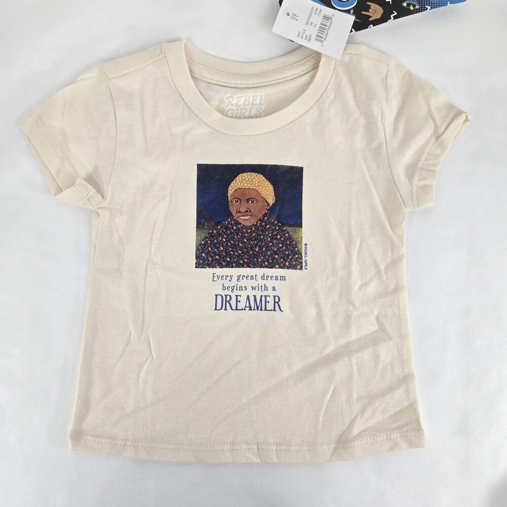 Rebel Girls Little Girl's Size‎ 2T Cream Colored Harriet Tubman Dreamer Tee New